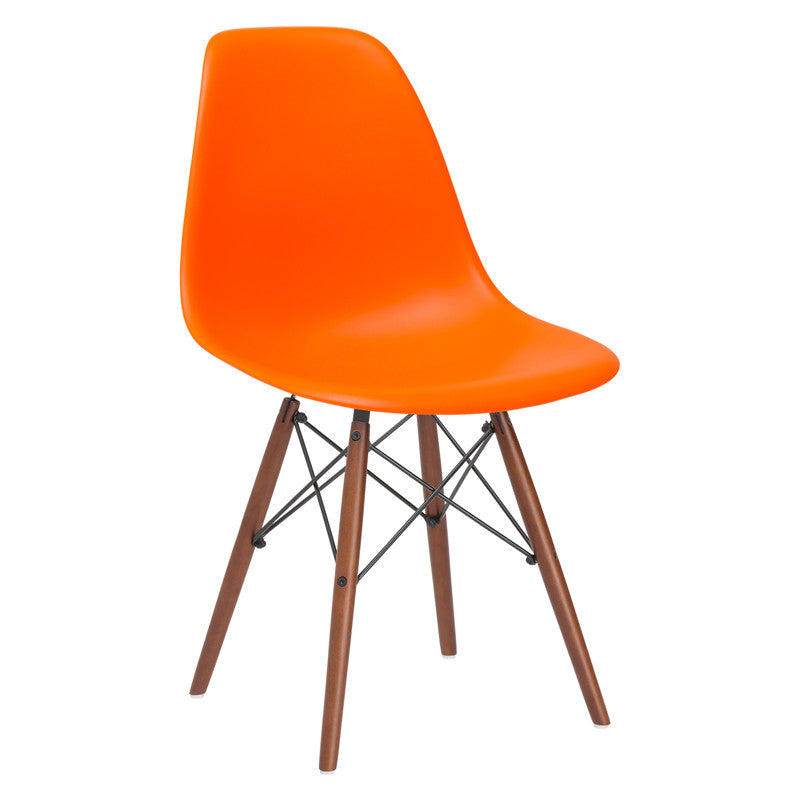 Edgemod Em-105-wal-ora Vortex Side Chair Walnut Legs In Orange