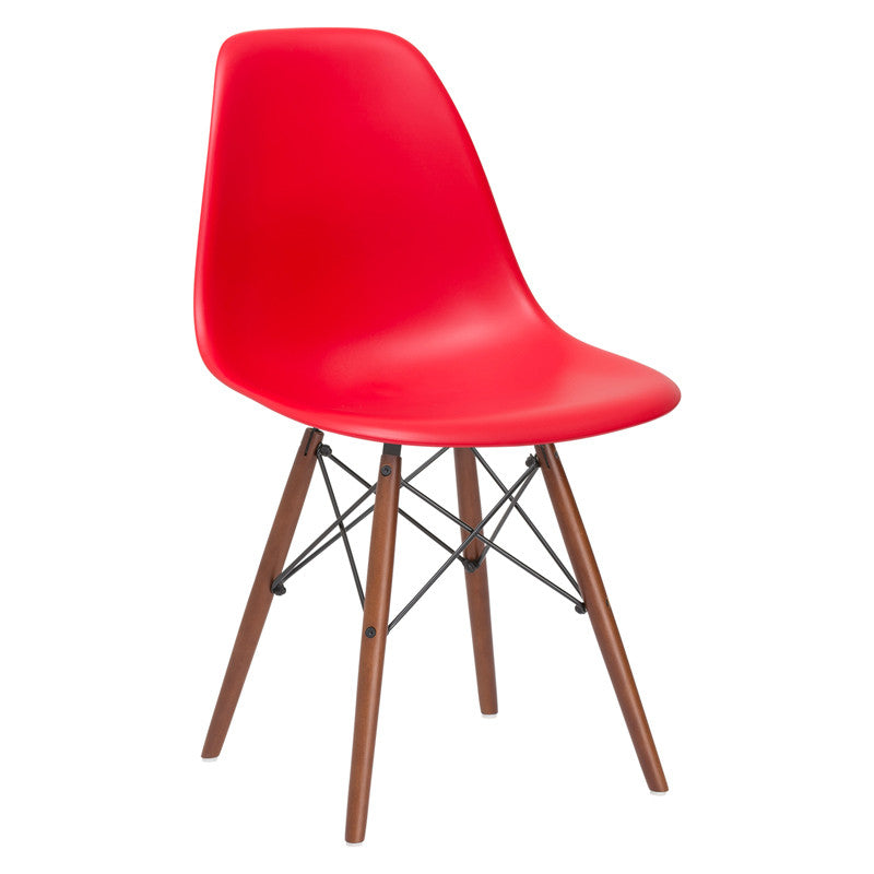 Edgemod Em-105-wal-red Vortex Side Chair Walnut Legs In Red