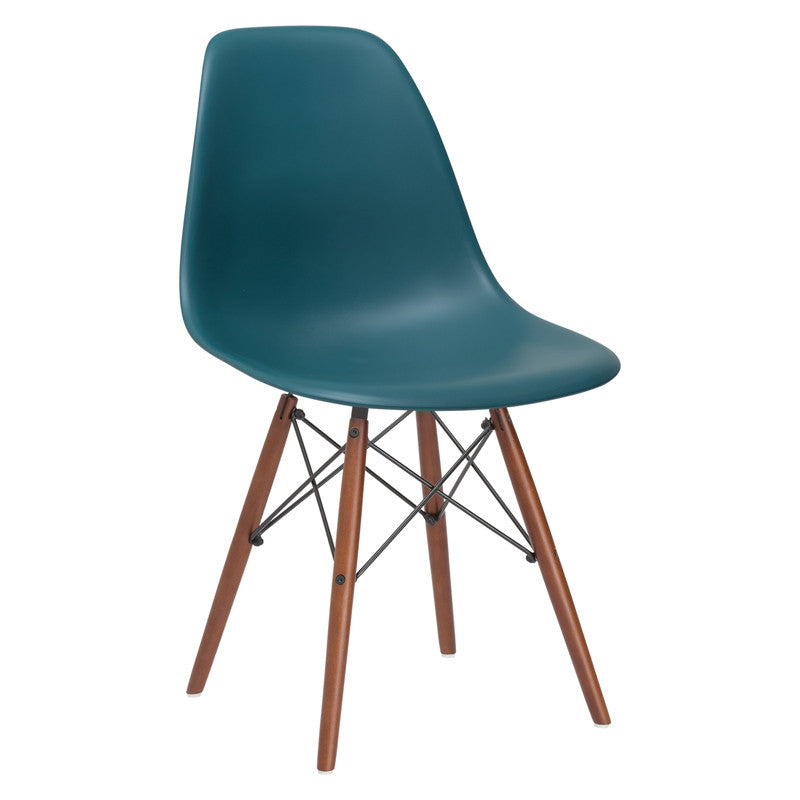 Edgemod Em-105-wal-tea-x4 Vortex Side Chair Walnut Legs In Teal (set Of 4)