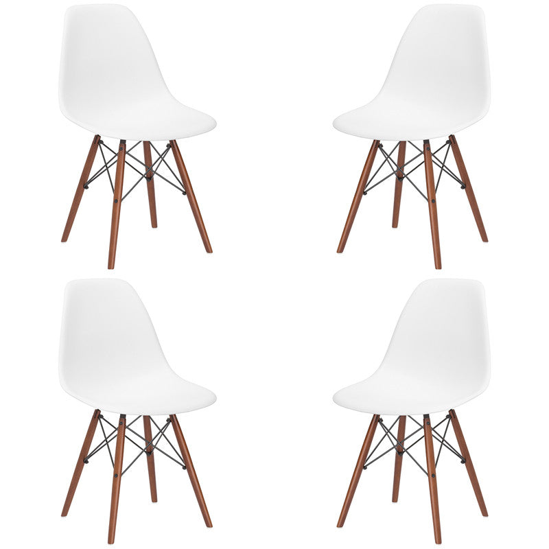 Edgemod Em-105-wal-whi-x4 Vortex Side Chair Walnut Legs In White (set Of 4)