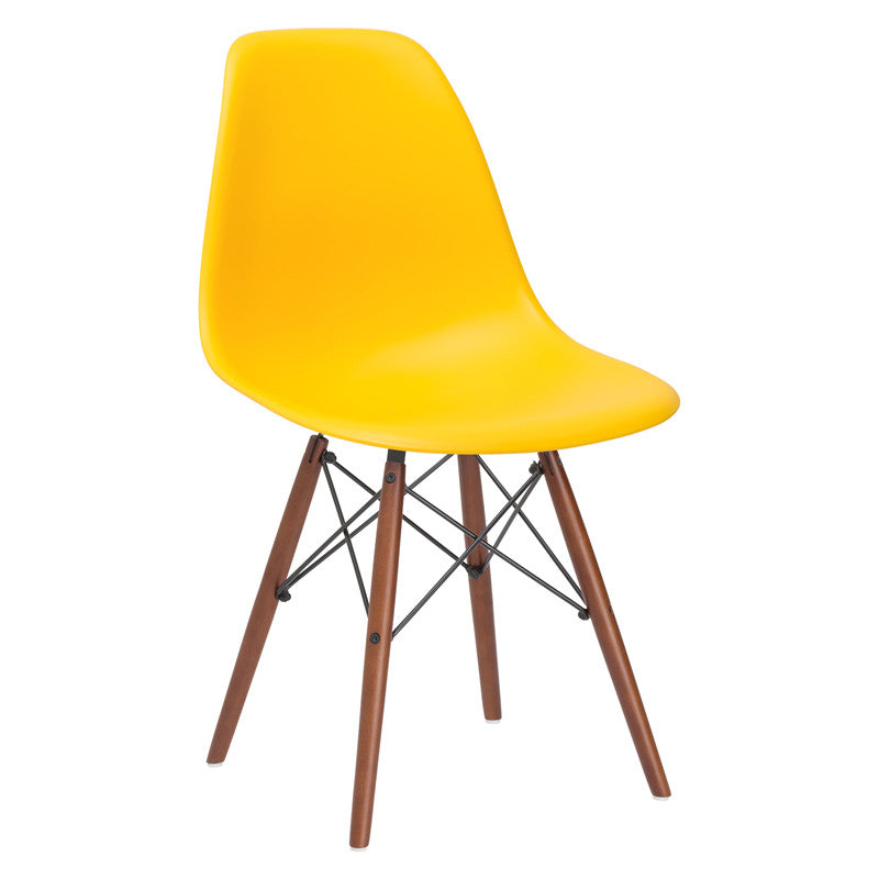 Edgemod Em-105-wal-yel Vortex Side Chair Walnut Legs In Yellow