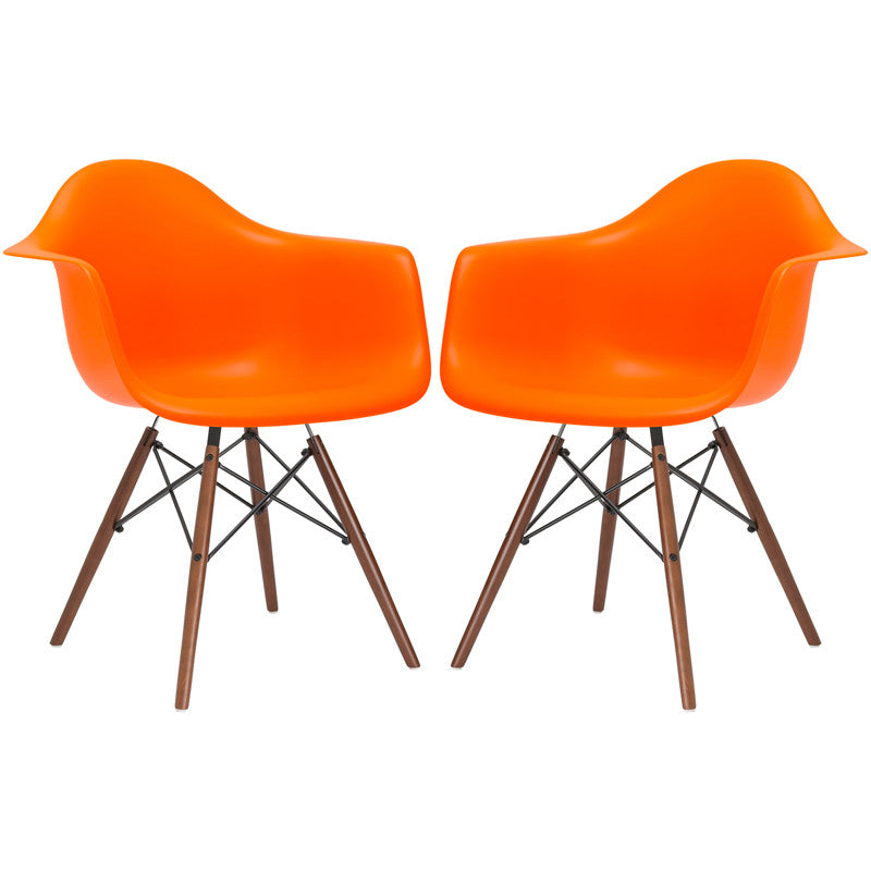 Edgemod Em-110-wal-ora-x2 Vortex Arm Chair Walnut Leg In Orange (set Of 2)