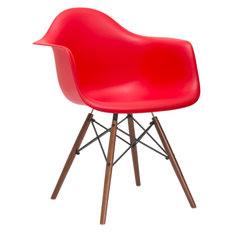 Edgemod Em-110-wal-red Vortex Arm Chair Walnut Leg In Red