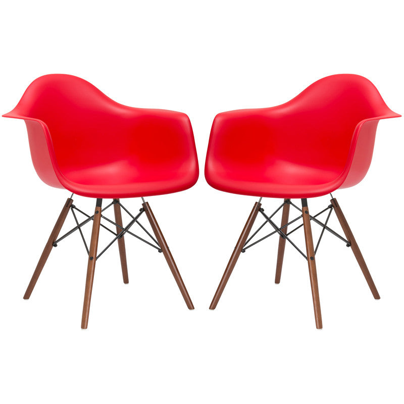 Edgemod Em-110-wal-red-x2 Vortex Arm Chair Walnut Leg In Red (set Of 2)