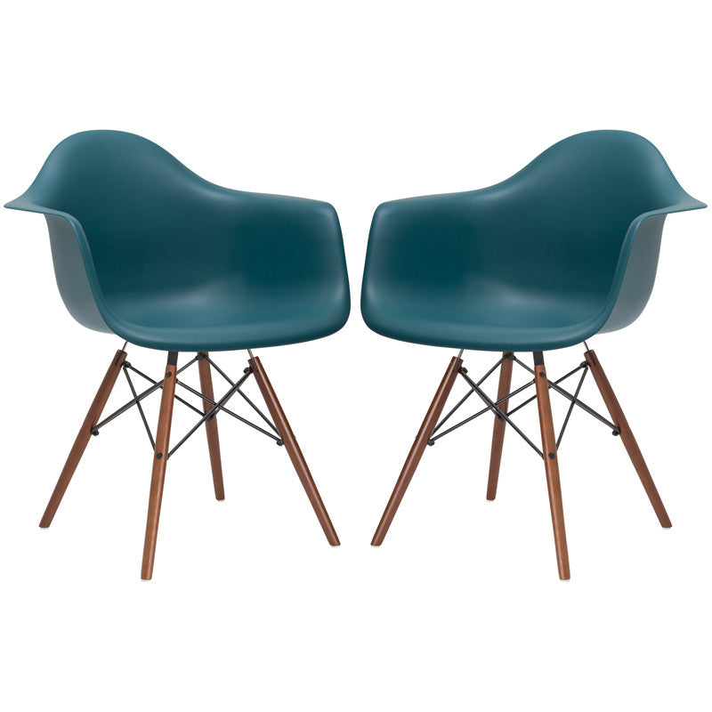 Edgemod Em-110-wal-tea-x2 Vortex Arm Chair Walnut Leg In Teal (set Of 2)