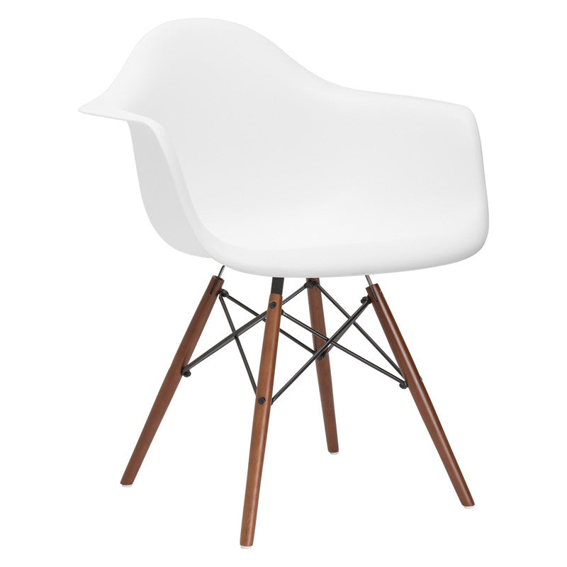 Edgemod Em-110-wal-whi Vortex Arm Chair Walnut Leg In White