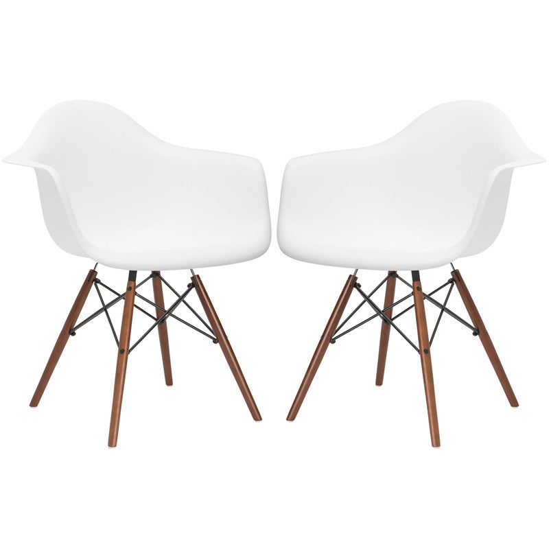 Edgemod Em-110-wal-whi-x2 Vortex Arm Chair Walnut Leg In White (set Of 2)