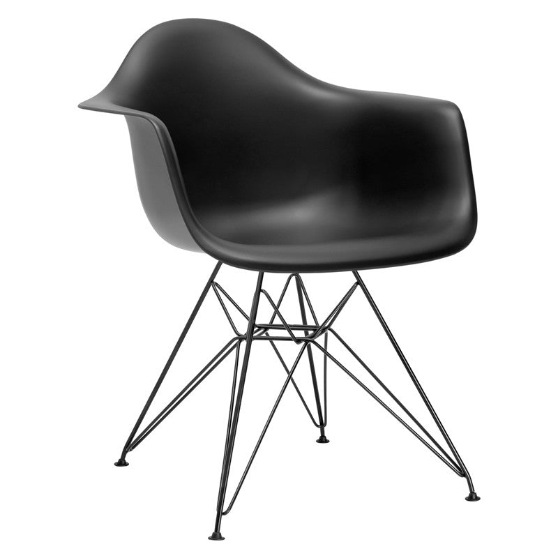 Edgemod Em-111-blk-blk-x2 Padget Arm Chair With Black Legs In Black (set Of 2)