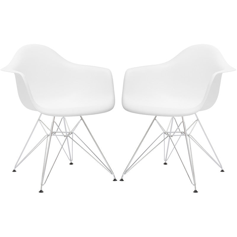 Edgemod Em-111-crm-whi-x2 Padget Arm Chair In White (set Of 2)