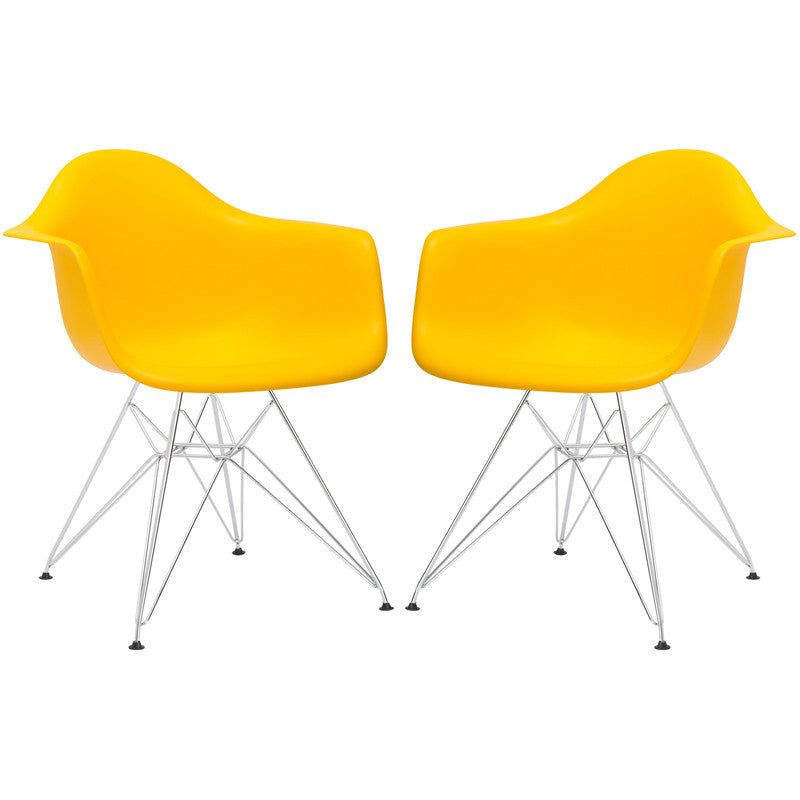 Edgemod Em-111-crm-yel-x2 Padget Arm Chair In Yellow (set Of 2)