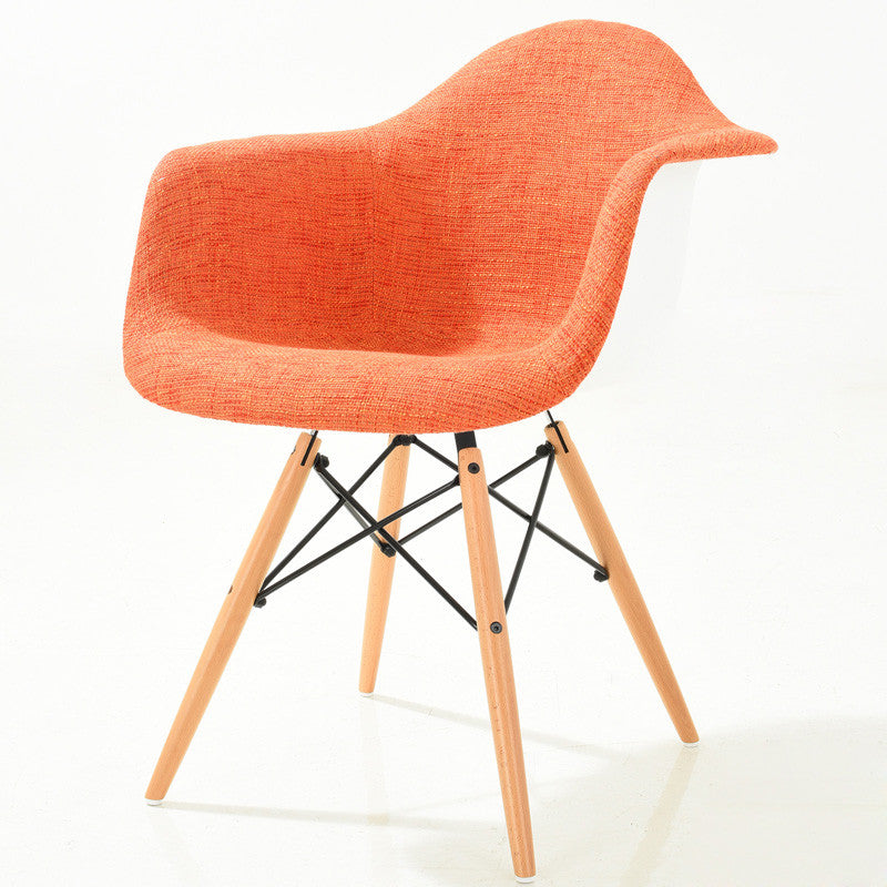 Edgemod Em-194-nat-ora Vortex Padded Arm Chair With Natural Base In Orange