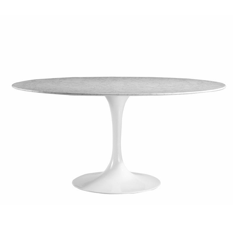 Edgemod Em-220-whi Daisy 60" Oval Artificial Marble Dining Table In White