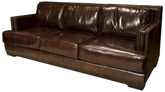 Element Home Furnishing Eme-s-sadd-1-nh025 Emerson Top Grain Leather Sofa In Saddle