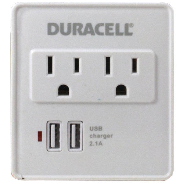 Duracell Du6207 2-outlet Surge Protector With 2 Usb Ports (white)