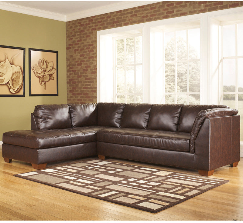 Flash Furniture Fsd-2749lfsec-mah-gg Signature Design By Ashley Fairplay Sectional With Left Side Facing Chaise In Mahogany Durablend Leather