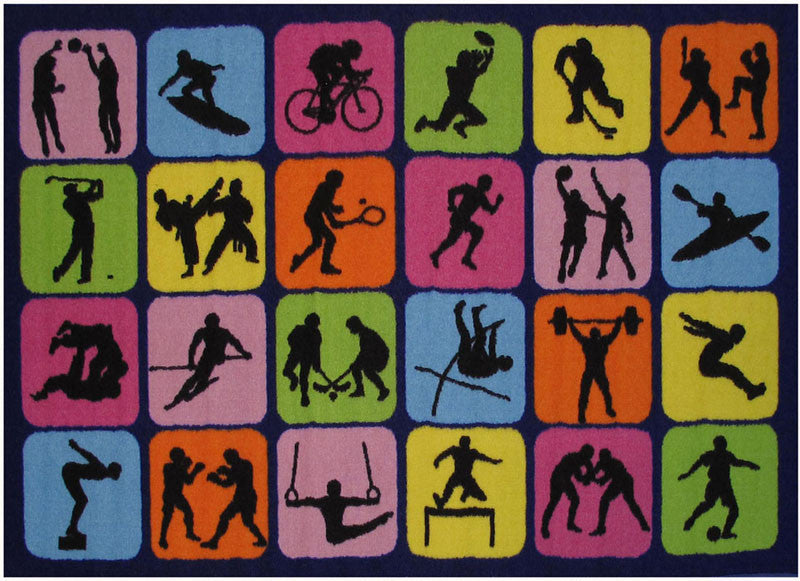 Fun Rugs Ft-126 5178 Fun Time Collection Sports Symbol Multi-color - 51 X 78 In.