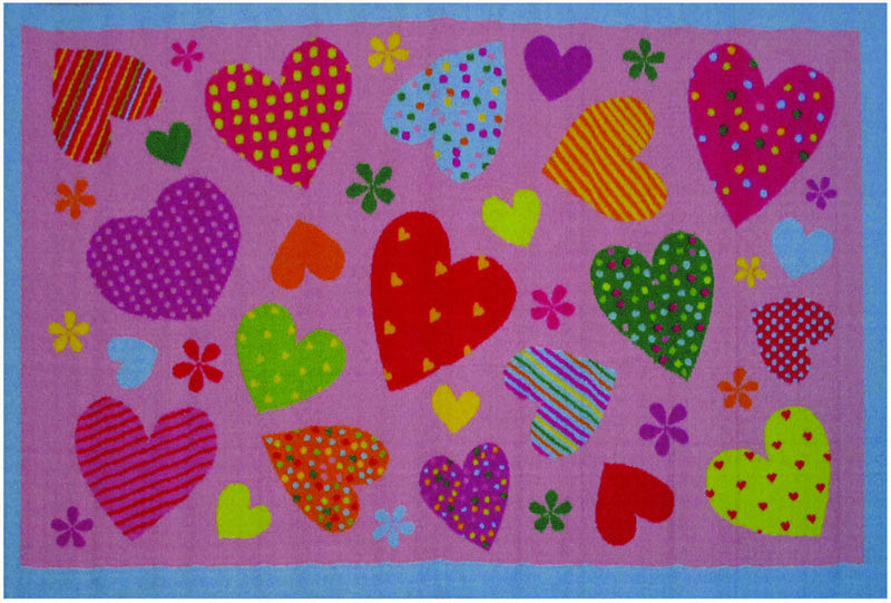Fun Rugs Ft-127 1929 Fun Time Collection Hearts-pink Multi-color - 19 X 29 In.