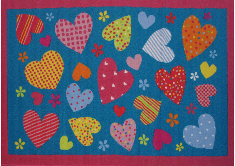 Fun Rugs Ft-128 1929 Fun Time Collection Hearts-turquoise Multi-color - 19 X 29 In.