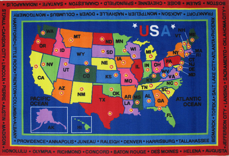 Fun Rugs Ft-184 0811 Fun Time Collection State Capitals Multi-color - 8