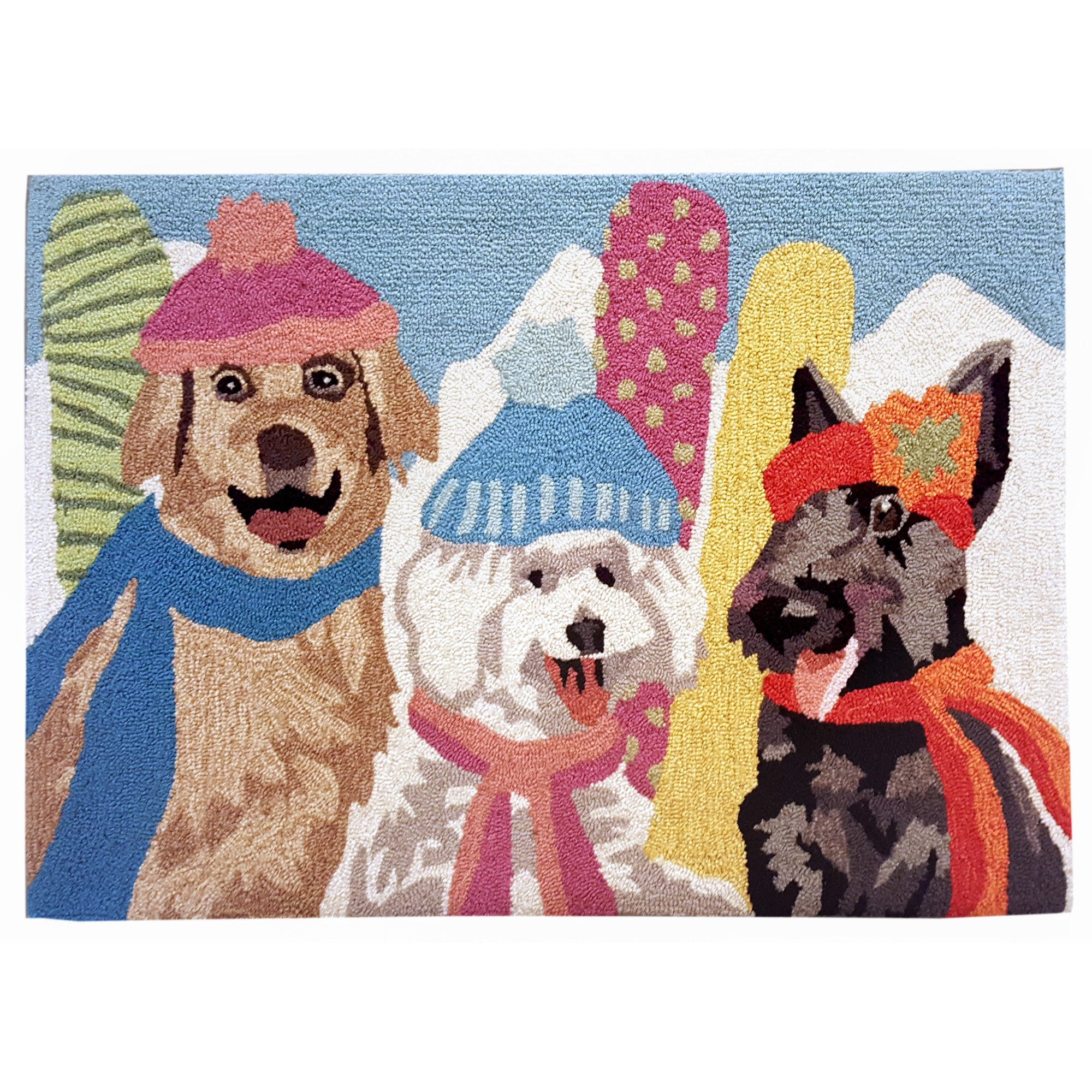 Trans-ocean Imports Ftp12183244 Liora Manne Frontporch Ski Bunnies Indoor/outdoor Rug Multi 20"x30"