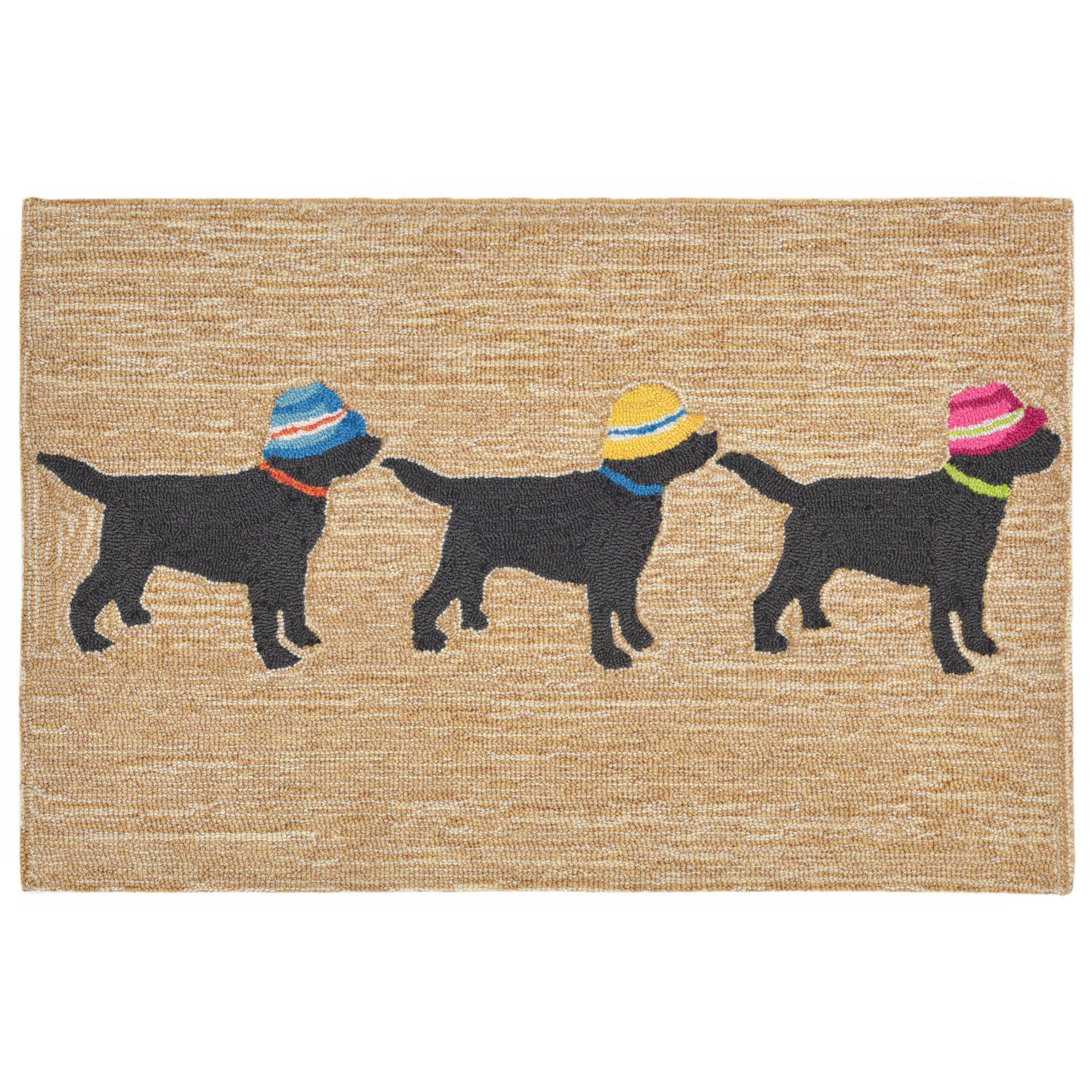 Trans-ocean Imports Ftp12185512 Liora Manne Frontporch 3 Dogs Vacation Indoor/outdoor Rug Natural 20"x30"