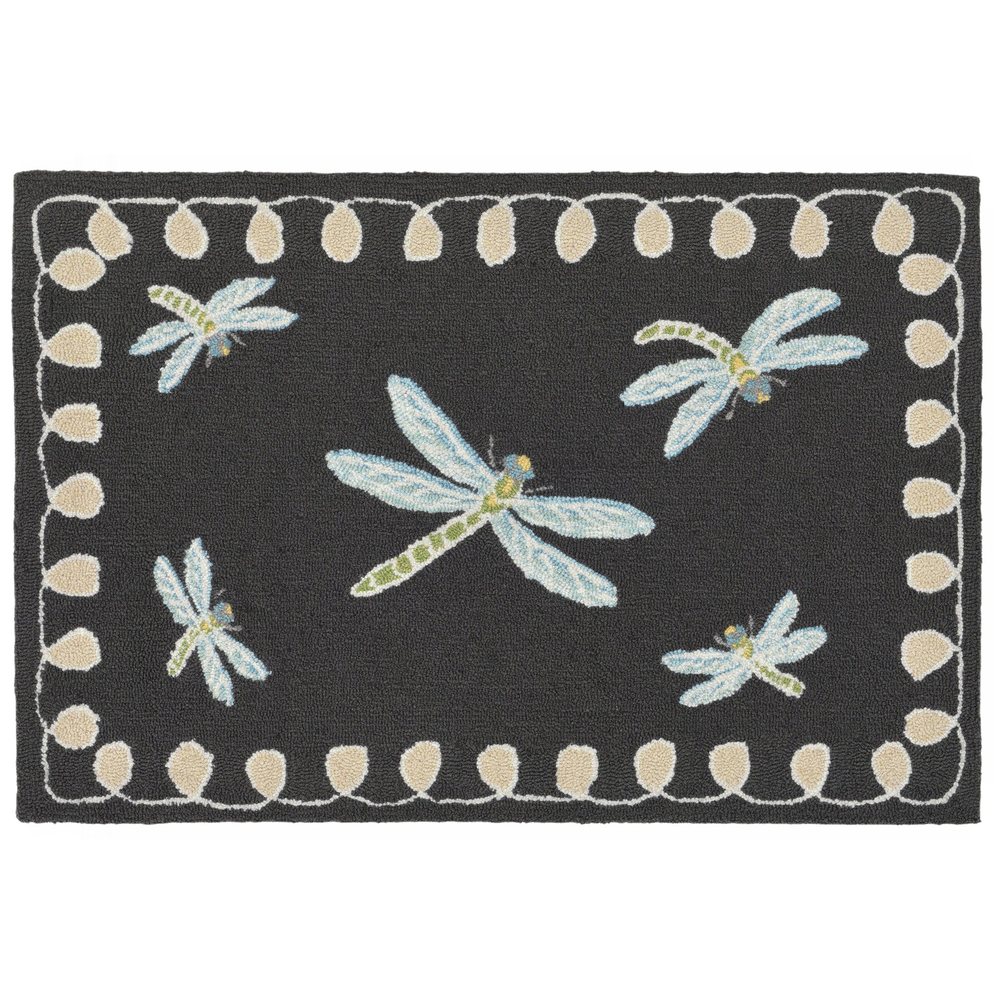 Trans-ocean Imports Ftp12204847 Liora Manne Frontporch Dragonfly Indoor/outdoor Rug Black 20"x30"