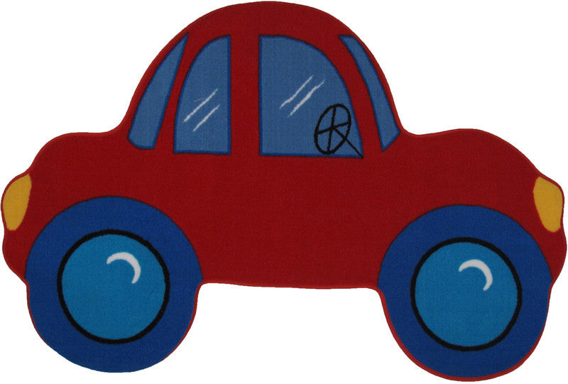 Fun Rugs Fts-027 3958 Fun Time Shape Collection Red Car Multi-color - 39 X 58 In.