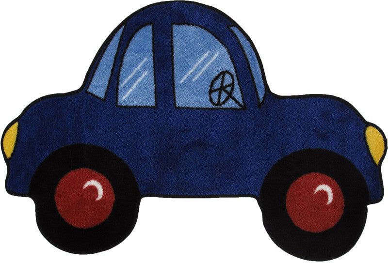 Fun Rugs Fts-103 3147 Fun Time Shape Collection Blue Car Multi-color - 31 X 47 In.