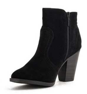 Heather-34 Faux Suede Chunky Heel Ankle Booties