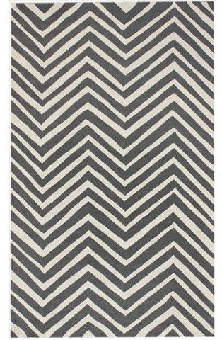 Nuloom Hjhk04a-508 Heritage Collection Charcoal Finish Hand Hooked Chevron Area Rug
