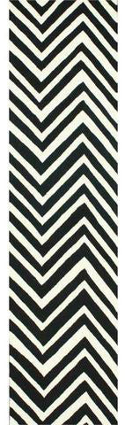 Nuloom Hjhk04i-26012 Heritage Collection Black Finish Hand Hooked Chevron Area Rug