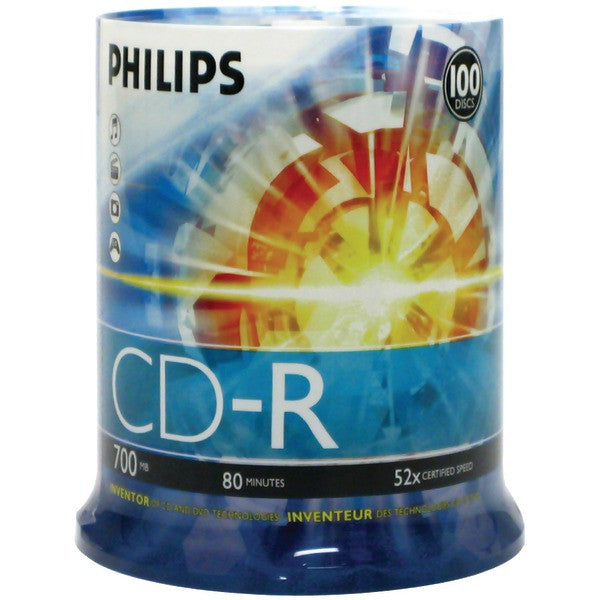 Philips Cdr80d52n/650 700mb 80-minute 52x Cd-rs (100-ct Cake Box Spindle)