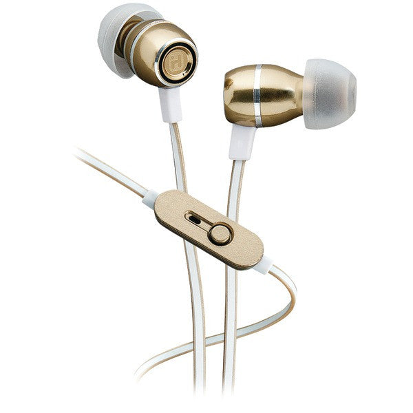 Ihome Ib18yw Noise-isolating Metal Earbuds With Microphone (champagne)