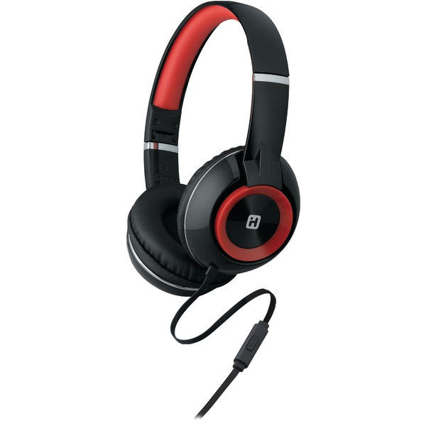 Ihome Ib46brc On-ear Foldable Headphones With Microphone (black/red)