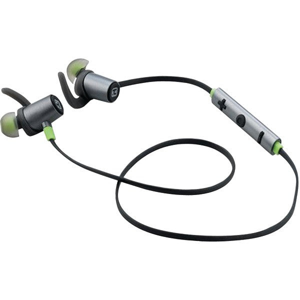 Ihome Ib73gqc Water-resistant Bluetooth Sport Earbuds With Microphone (gunmetal/green)