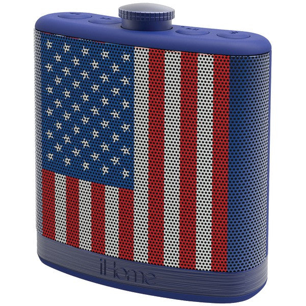 Ihome Ibt12amflxc Rechargeable Flask-shaped Bluetooth Stereo Speaker With Custom Sound Case (flag)