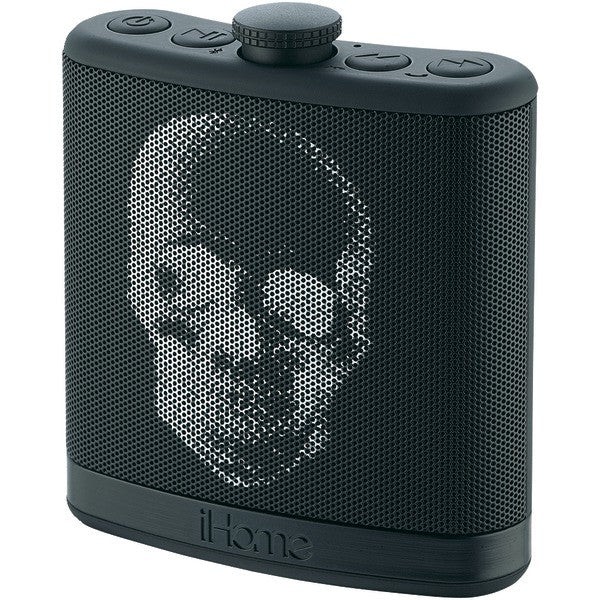 Ihome Ibt12kbc Rechargeable Flask-shaped Bluetooth Stereo Speaker With Custom Sound Case (black Skull)