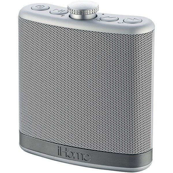 Ihome Ibt12sc Rechargeable Flask-shaped Bluetooth Stereo Speaker With Custom Sound Case (silver)