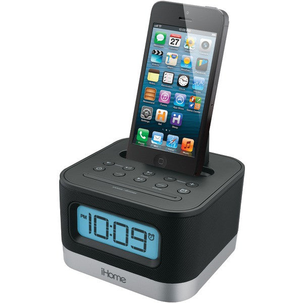 Ihome Ipl8b Iphone/ipod Dual-charging Stereo Fm Clock Radio With Lightning Dock & Play