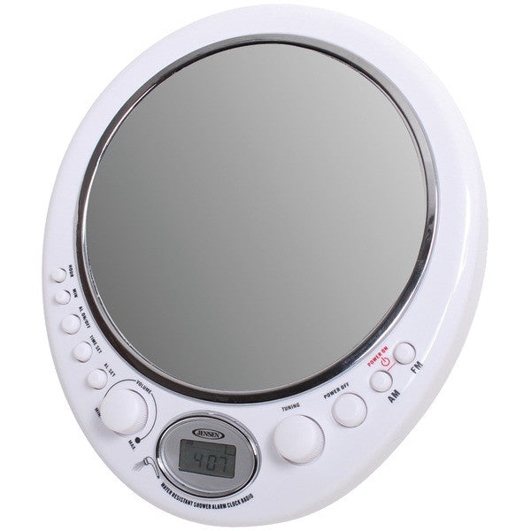 Jensen Jwm-150 Am/fm Alarm Clock Shower Radio With Fog-resistant Mirror