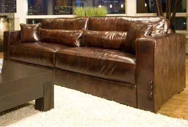 Element Home Furnishing Lag-s-sadd-1-nh001 Laguna Top Grain Leather Sofa In Saddle
