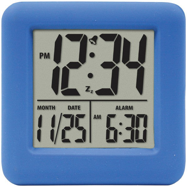 Equity By La Crosse 70905 Soft Cube Lcd Alarm Clock (blue)