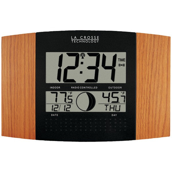 La Crosse Technology Ws-8117u-it-oak Digital Atomic Clock (outdoor Temperature; Oak Wood Finish)