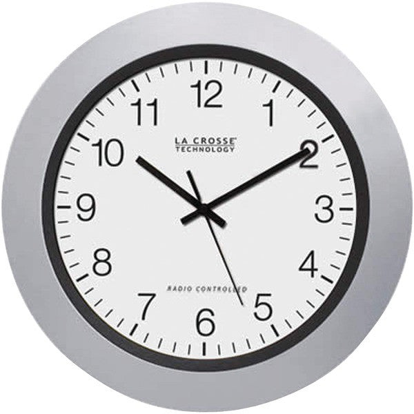 La Crosse Technology Wt-3102s 10" Silver & Black Atomic Wall Clock