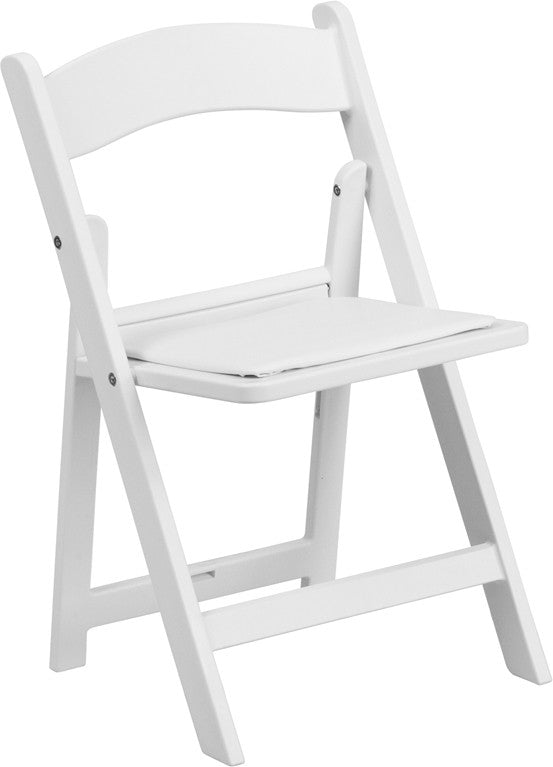 Flash Furniture Le-l-1k-gg Kids White Resin Folding Chair With White Vinyl Padded Seat