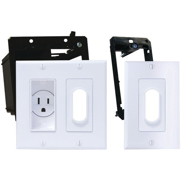 Midlite 2a4641-1g-w Décor Recessed Receptacle Kit & Wireport With Grommet