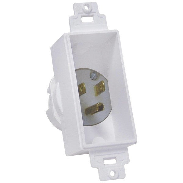 Midlite 4642-w Single-gang Décor Recessed Power Inlet (white)