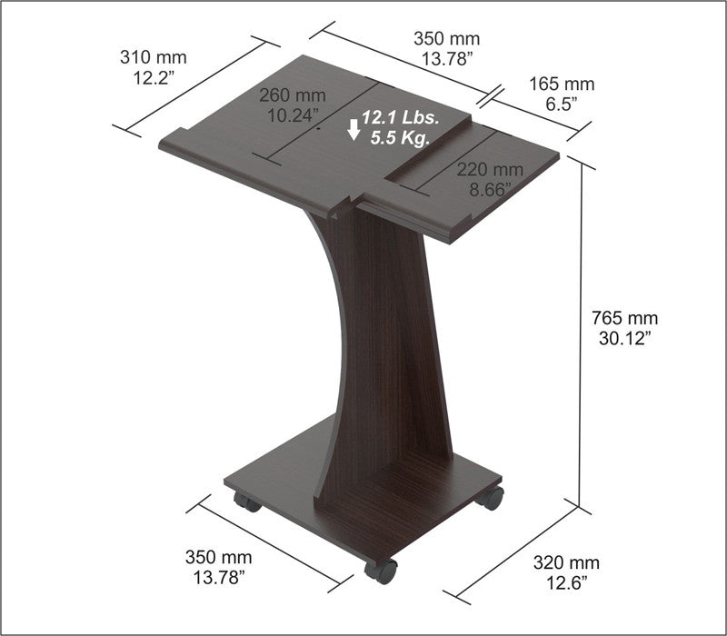 Inval America Mlp-5020 Espresso-wengue Finish Rolling Laptop Cart