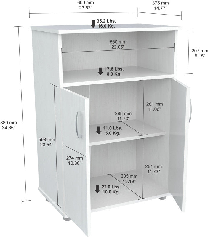 Inval America Mm-0207 Laricina-white Finish Microwave Cabinet