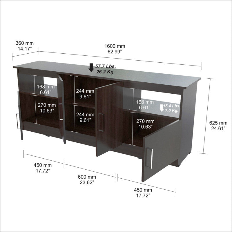 Inval America Mtv-6719 Espresso-wengue Finish Contemporary 60 Inches Flat-screen Tv Stand